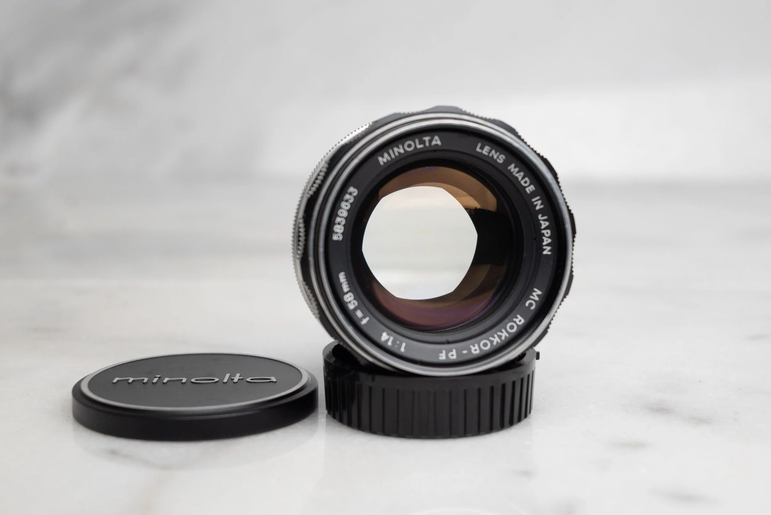 Minolta MC Rokkor PF 58mm F/1.4 Fast Prime Legacy Lens with Caps